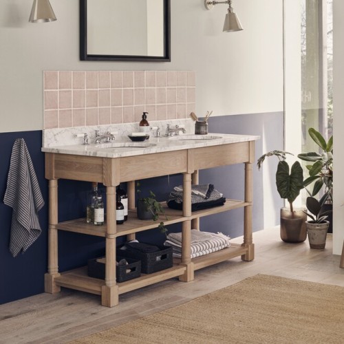 Edinburgh 1490 Double Undermount Open Washstand -Vintage Oak