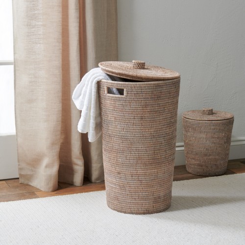 Ashcroft Round Laundry Basket 40x67cm - Silver Reed
